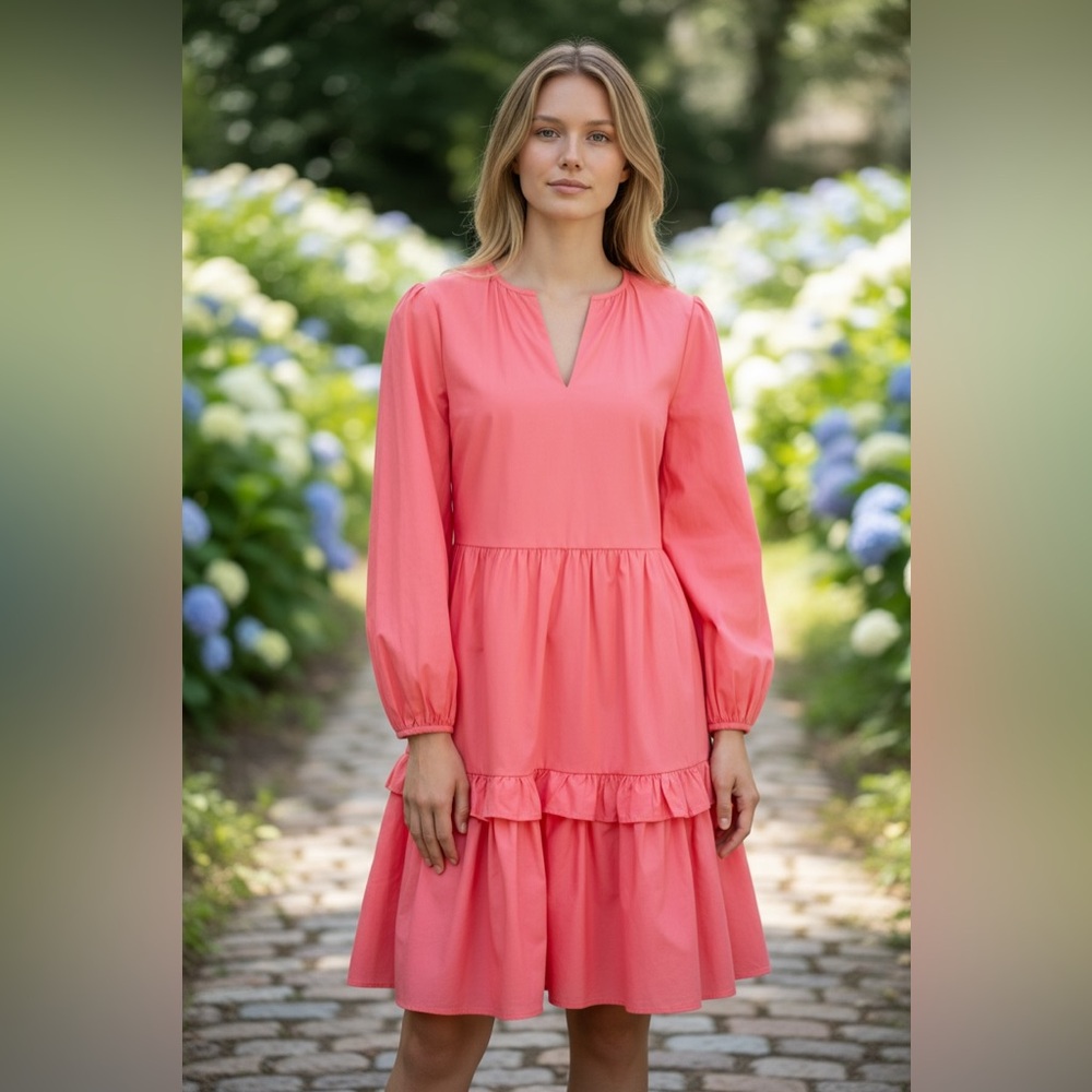 NWT J.CREW Cotton poplin tiered ruffle mini dress Large Pockets